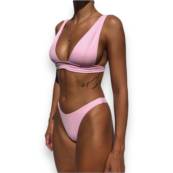 NEW Pink Sexy Triangle Bikini Set Women’s 2 Piece Swimsuit Bathing Suit Size L - Picture 3 of 4